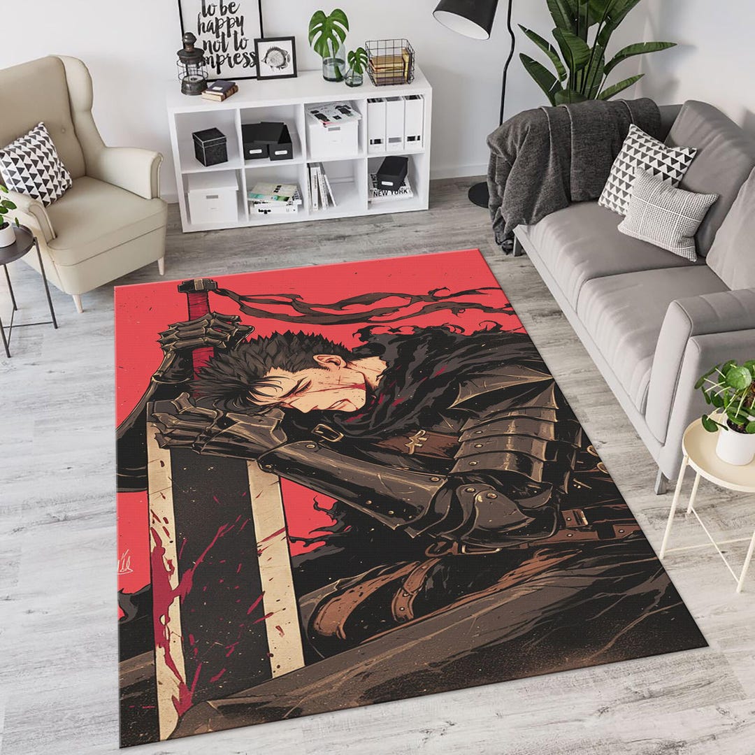 Epic Rug Dark Fantasy Anime Rug, Berserk Guts Inspired Area Rug, Gothic Manga ...