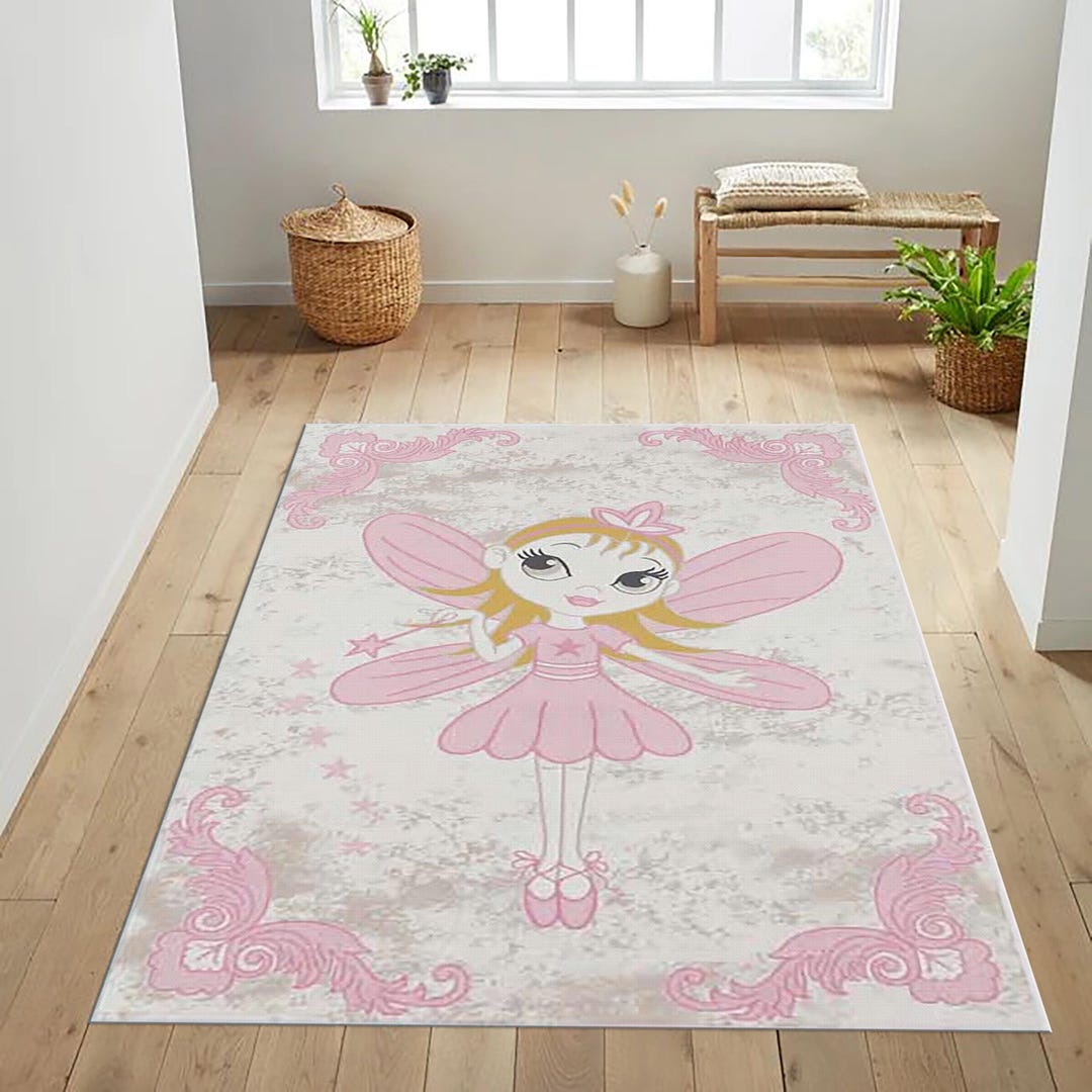 Pink Fairy Princess Rug, Kawaii Ballet Character Carpet | Fantasy Kids ...