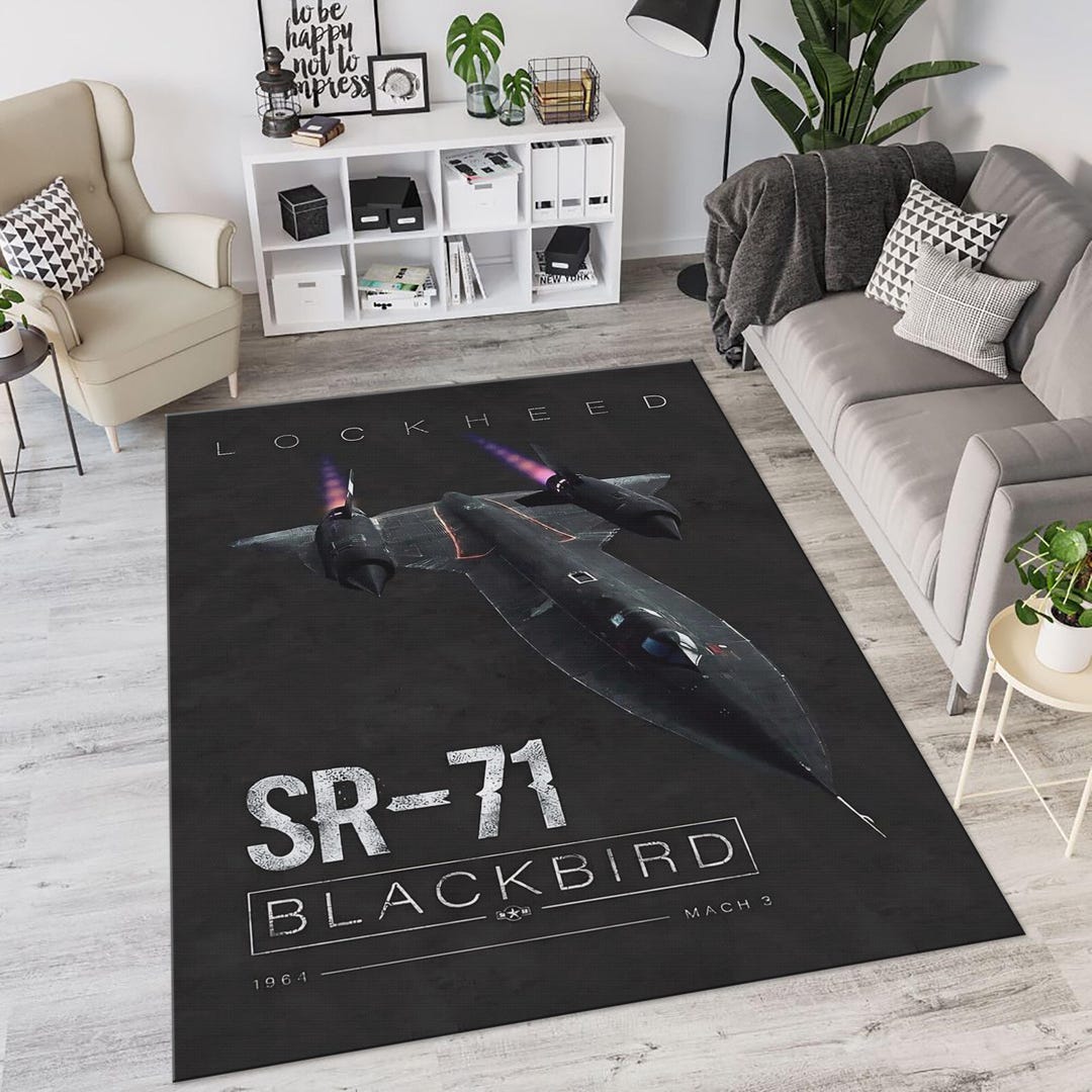 Millitary Rugs SR-71 BLACKBIRD Rug: Vintage Military Aviation Art - COLD War Era Spy ...