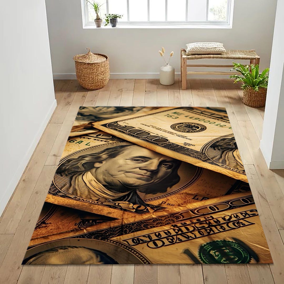 Dollar Bill Area Rug: Modern Money Design, Non-slip Accent Rug - Etsy