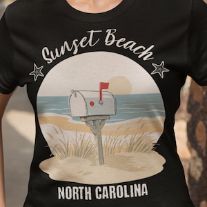 Sunset Beach NC Shirt North Carolina Vacation Tee Souvenir T-Shirt Family Beach Trip Top Retro Coastal Gift Unisex Jersey Travel Shirt