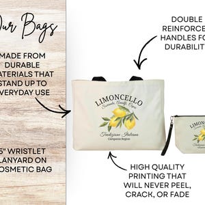 Amalfi Coast Lemon Tote Bag Italian Summer Canvas Tote Bag Lemon Canvas Tote Bag Mediterranean Vacation Travel Tote Bag image 3