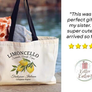 Amalfi Coast Lemon Tote Bag Italian Summer Canvas Tote Bag Lemon Canvas Tote Bag Mediterranean Vacation Travel Tote Bag image 5