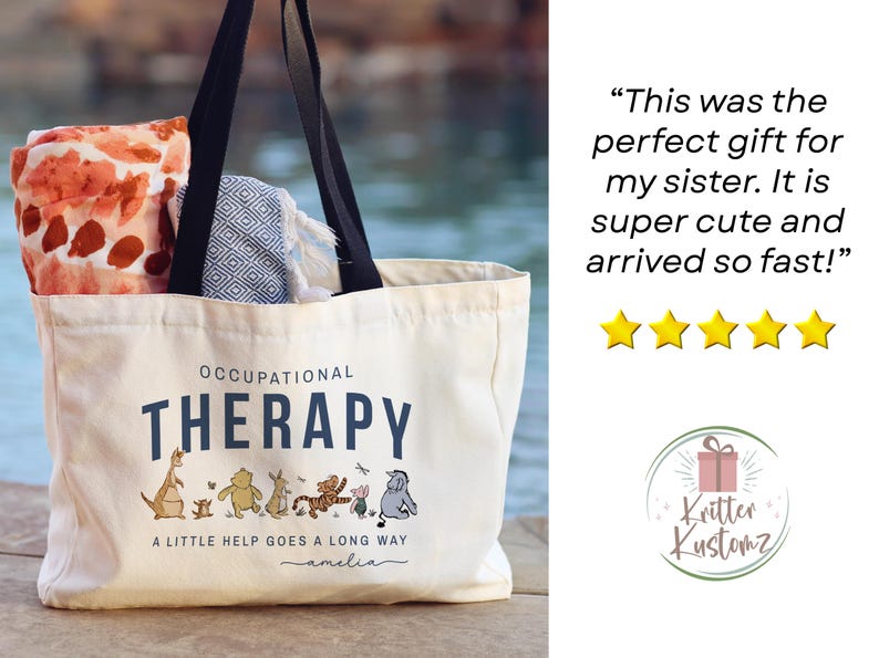 Personalized Occupational Therapy Tote Bag Custom OT Gift Occupational Therapist Canvas Tote OT Student Gift image 5