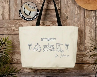 Personalized Optometry Tote Bag Custom Name Optometrist Gift Eye Doctor Canvas Tote OD Graduation Gift