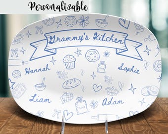 Personalized Grandmother Kitchen Platter with Grandkid Names Nana Grandma Gigi Grammy Grammie Customized Grandchild Plate Gift for Grandma