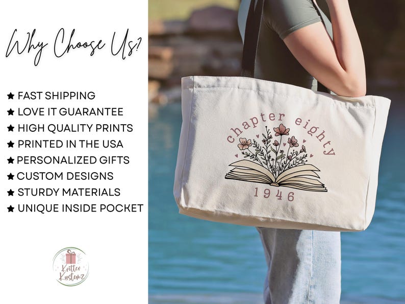 80th Birthday Tote Bag Gift for Mom Grandma 80 Years Old Milestone Birthday Gift Eightieth Birthday Tote for Her 80th Birthday Keepsake Gift image 6