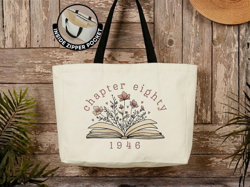 80th Birthday Tote Bag Gift for Mom Grandma 80 Years Old Milestone Birthday Gift Eightieth Birthday Tote for Her 80th Birthday Keepsake Gift image 1