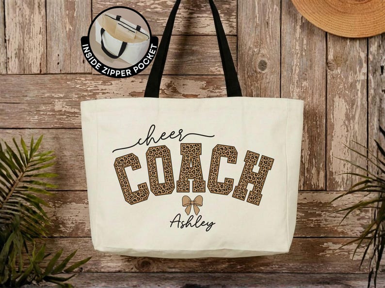 Cheer Coach Tote Bag Cheerleader Coach Gift Personalized Cheer Coach Gift Cheer Coach Bag Cheer Coach Thank You Gift Cheer Gift for Coach image 1