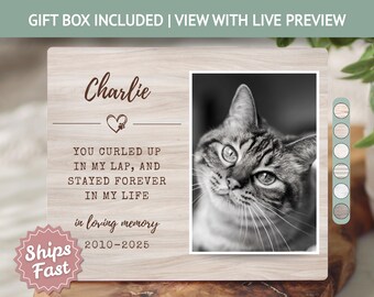 Cat Memorial Gift Personalized Pet Memorial Picture Frame Custom Cat Loss Keepsake Cat Sympathy Plaque Cat Remembrance Cat Bereavement Photo