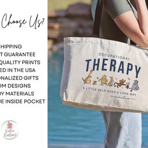 Personalized Occupational Therapy Tote Bag Custom OT Gift Occupational Therapist Canvas Tote OT Student Gift image 6