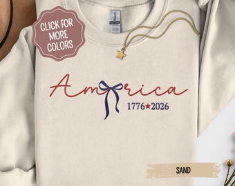 Embroidered USA 250th Anniversary Sweatshirt America 250 Shirt Independence Day Crewneck American Semiquincentennial Apparel America250