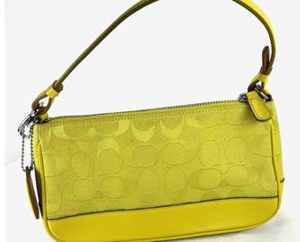 Vintage Coach Ergo Pocket Zip 9033 Yellow Leather Shoulder Bag