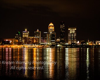 Downtown Lights in Louisville, Louisville, Louisville Art, Reflections, City Art, Cities