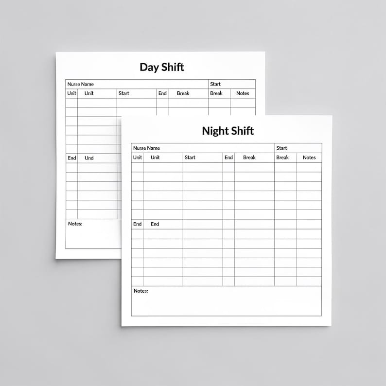 Nurse Shift Planner Printable | Hourly Day & Night Shift Sheet ...