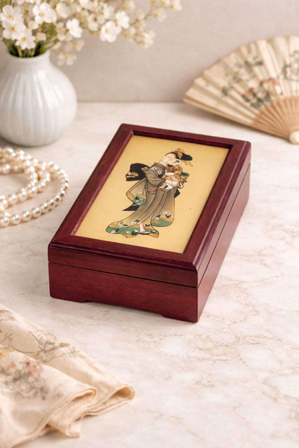 Geisha on Wood Box - Etsy