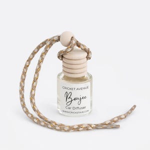 Hanging Car Oil Diffuser: Refillable Glass Bottle, Wooden Cap Choice of Scent