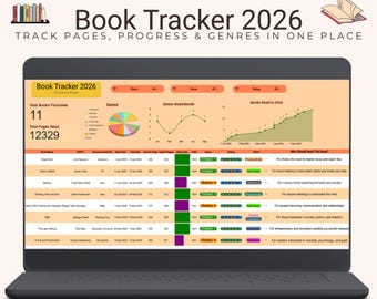 2026 Google Sheets Buch Tracker | Lese-Tagebuch (Digitaler Download)