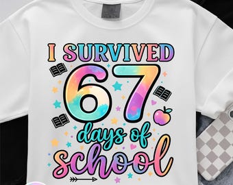 Ich überlebte 67 Tage der Schule PNG, karierte SVG (Digital Download)