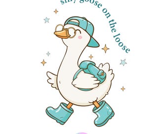 Fånig gås på lös PNG SVG: Coquette Goose Clipart (digital nedladdning)