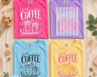 Sunshine & Iced Coffee SVG PNG, Iced Coffee Svg, Sarcastic Coffee Png, Summer Vibes Svg, Coffee Lover Gift, Summer Beach Png