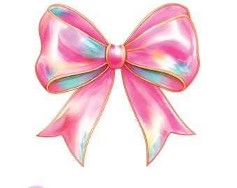 Coquette rose aquarelle noeud PNG : clipart ruban girly (téléchargement numérique)