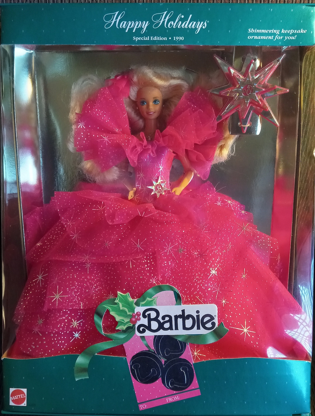 1990 • Happy Holidays Barbie • 4098 • NRFB • Third in Series W/star  Ornament • Special Edition by Mattel Canada