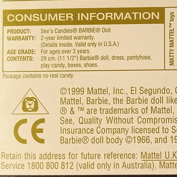 1999 • See's Candies Barbie • No. 27289 • NRFB • Barbie's 1999 • See's Candies Barbie • No. 27289 • NRFB • Barbie's