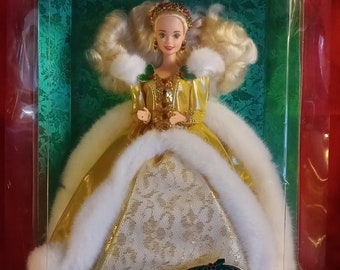 1994 • Happy Holidays Barbie • No. 12155 • NRFB • Seventh in Series • Gold Special Edition by Mattel