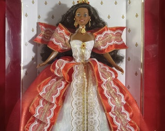 1997 • African American Happy Holidays Barbie • No. 17833 • NRFB • Tenth in Series *** 10th Anniversary (error) ***