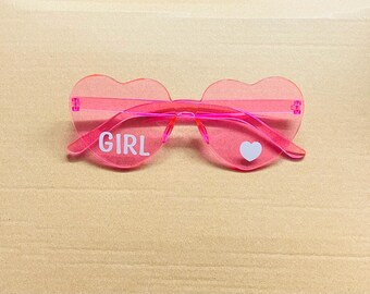 Baby Shower Gender Reveal Girl Heart Shaped Glasses
