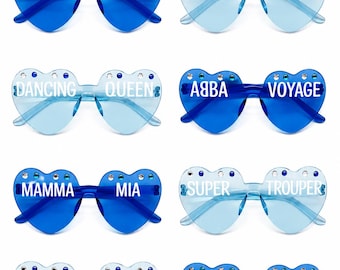ABBA Mamma Mia Themed Heart Shaped Glasses