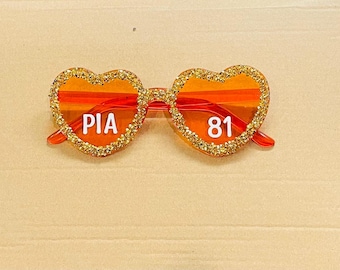 Oscar Piastri McLaren Themed F1 Heart Shaped Glitter Glasses