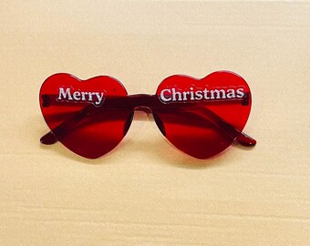 Christmas Themed Heart Shaped Glasses