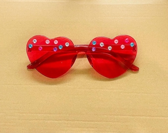Bejewelled Heart Shaped Glasses