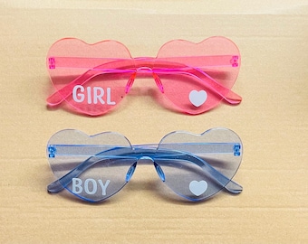Baby Shower Gender Reveal Boy or Girl Heart Shaped Glasses