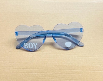 Baby Shower Gender Reveal Boy Heart Shaped Glasses