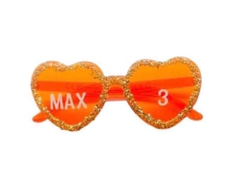 Max Verstappen Themed F1 Heart Shaped Glitter Glasses