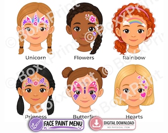Easy Face Paint Menus