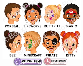 Easy Face Paint Menus