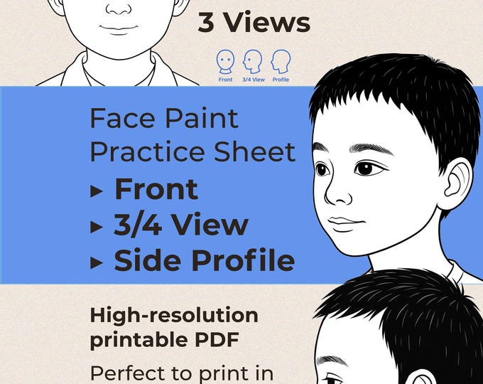 Printable Face Paint Practice Guides, Face Paint Practice Board, Face ...