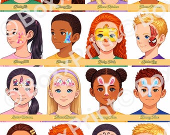 16 Simple Easter & Spring Face Paint Designs – Menu Boards – Printable Face Painting templates with Text