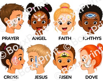 Christian Face Painting Menu Bundle | Simple Face Paint Signs | VBS Church Festival | Sunday School | Bible Camp | Religious Face Painting