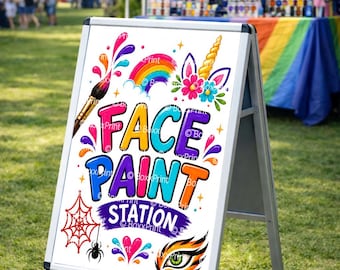 Face Paint Station Poster | Druckbares Ereignisschild | Gesicht Paint Booth Decor