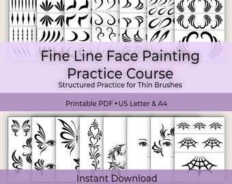 Fine Line schminken – oefencursus | Trainingsdekens schminken - boards | Slagcontrole en ontwerpelementen | Afdrukbare pdf: handleiding