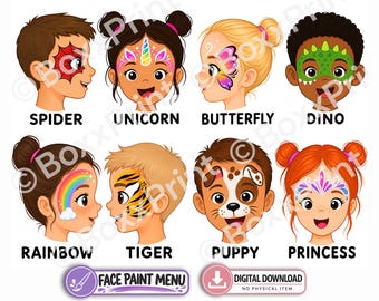 Easy Face Paint Menus