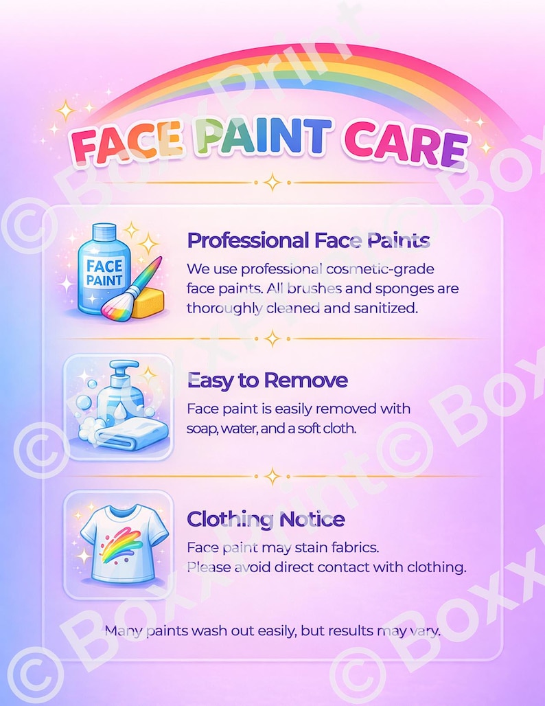 Face Paint Sign Bundle | 8 Printable Signs for Face Painting Stand ...
