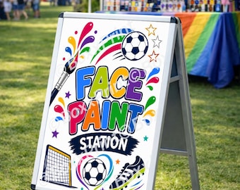WM-Gesicht Paint Station Poster | Druckbares Ereignisschild | Handgemalte Fußball Dekorationen