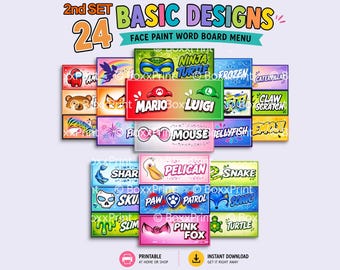Face Paint Menus