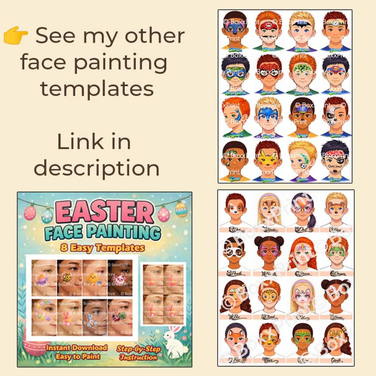 15 Face Paint MENU BOARDS for Girls – Printable Simple Face Painting ...